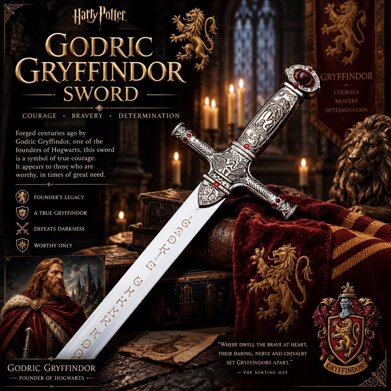 Harry Potter Godric Gryffindor Sword Handmade Metal Replica Collectible Gift HIM Harry Potter Godric Gryffindor Sword Handmade Metal Replica Collectible Gift HIM