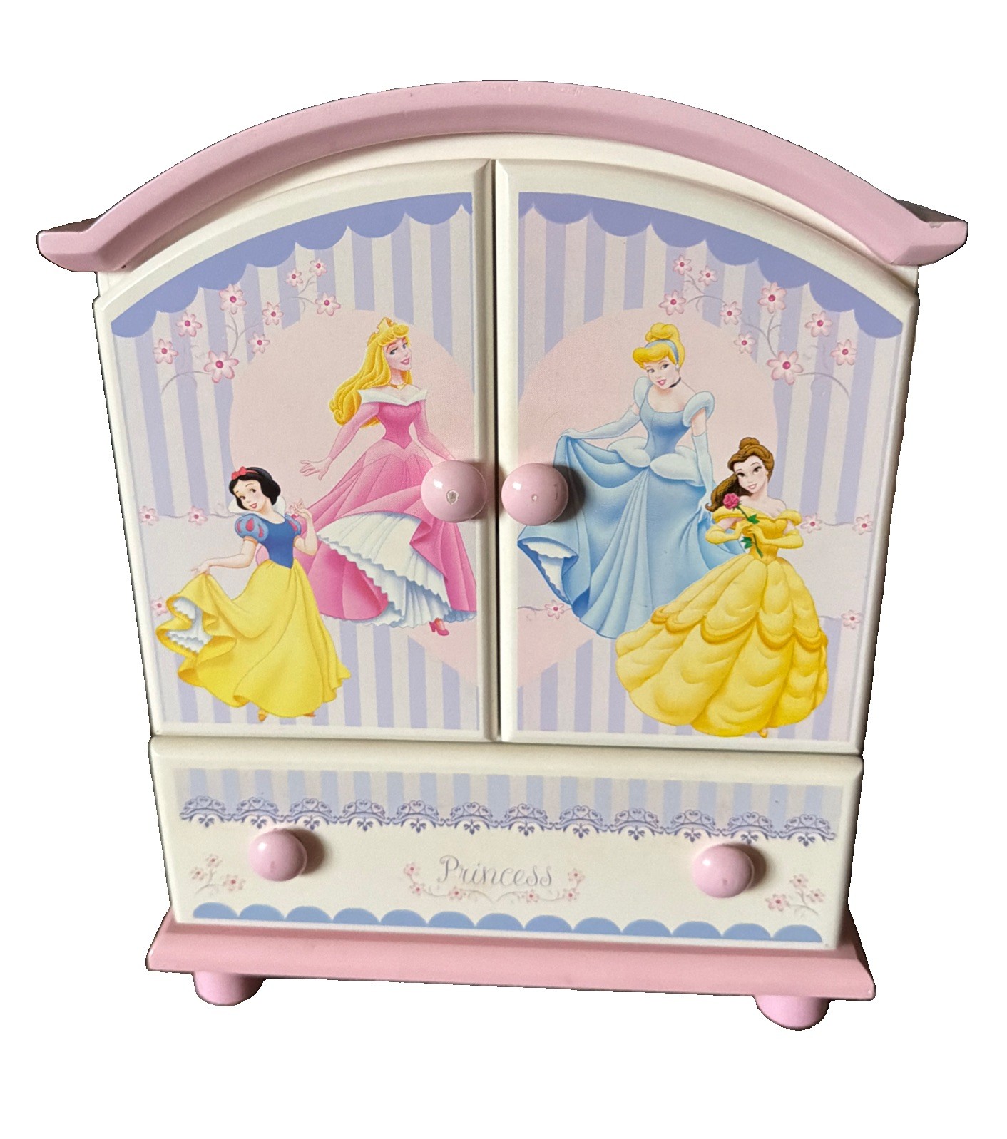 VTG Disney 4 Princesses Heavy Wooden Jewelry Box Armoire Belle, Cinderella…Etc VTG Disney 4 Princesses Heavy Wooden Jewelry Box Armoire Belle, Cinderella…Etc