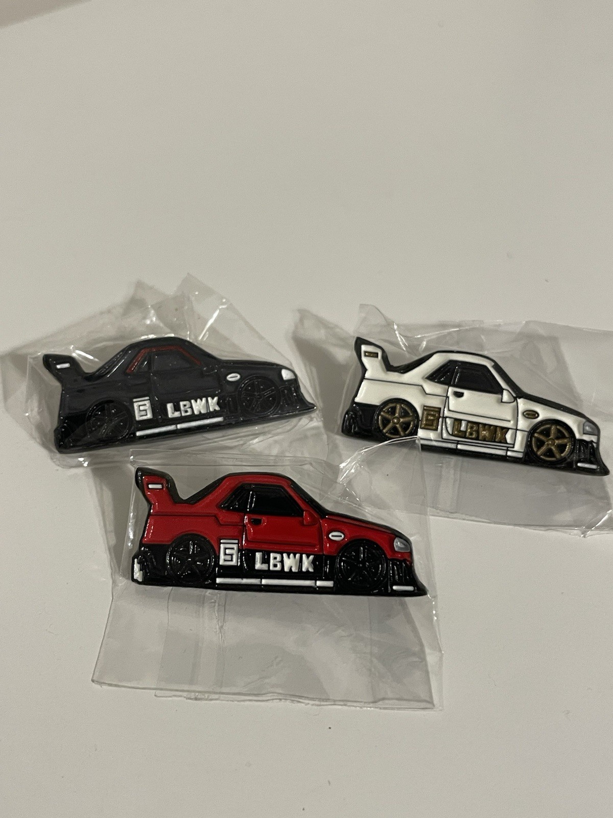 Liberty Walk LBWK Nissan Skyline R34 Silhouette Metal Pins Black White Red Liberty Walk LBWK Nissan Skyline R34 Silhouette Metal Pins Black White Red