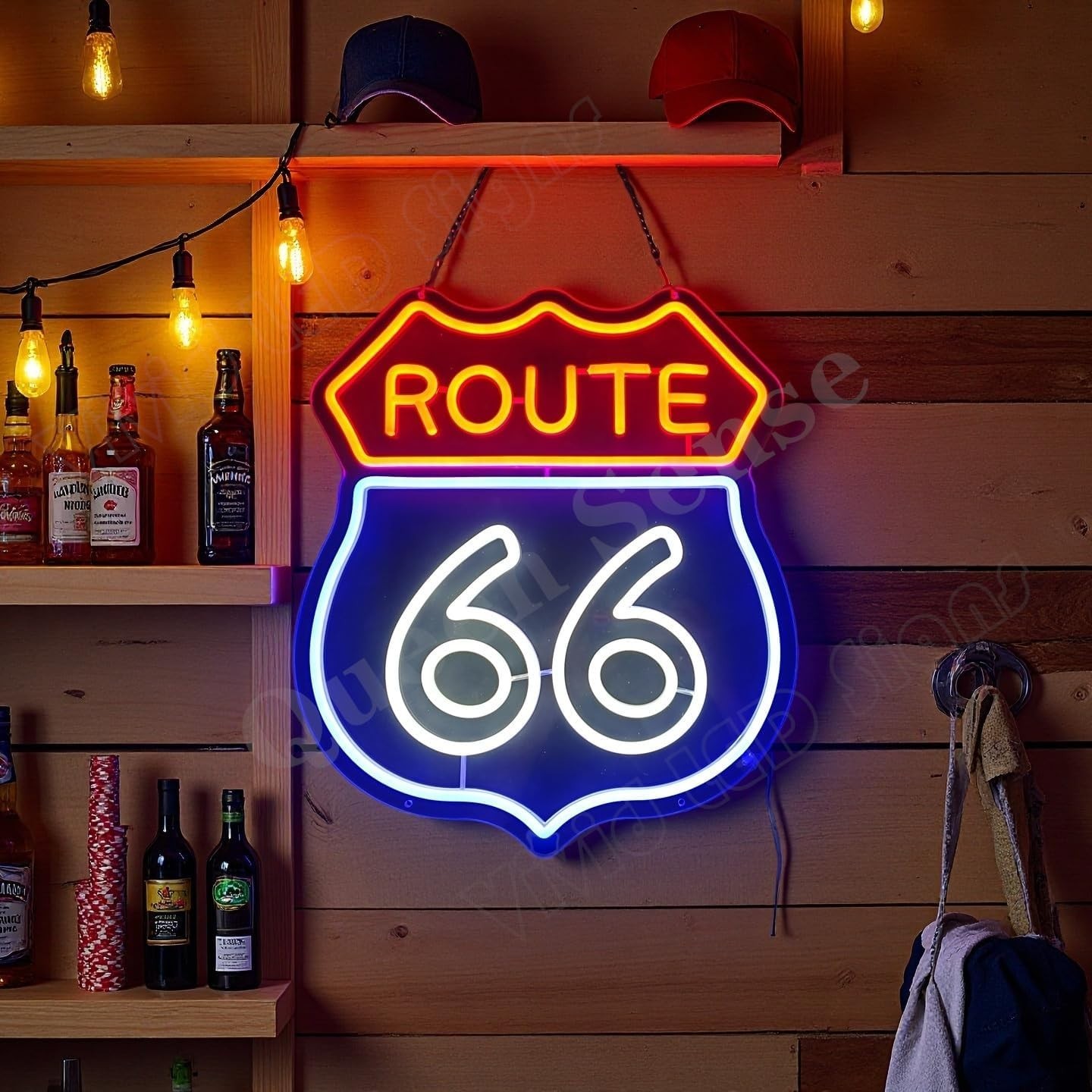 Historic Route 66 Road LED Neon Sign With Dimmer USB Powered Adjustable Light Historic Route 66 Road LED Neon Sign With Dimmer USB Powered Adjustable Light