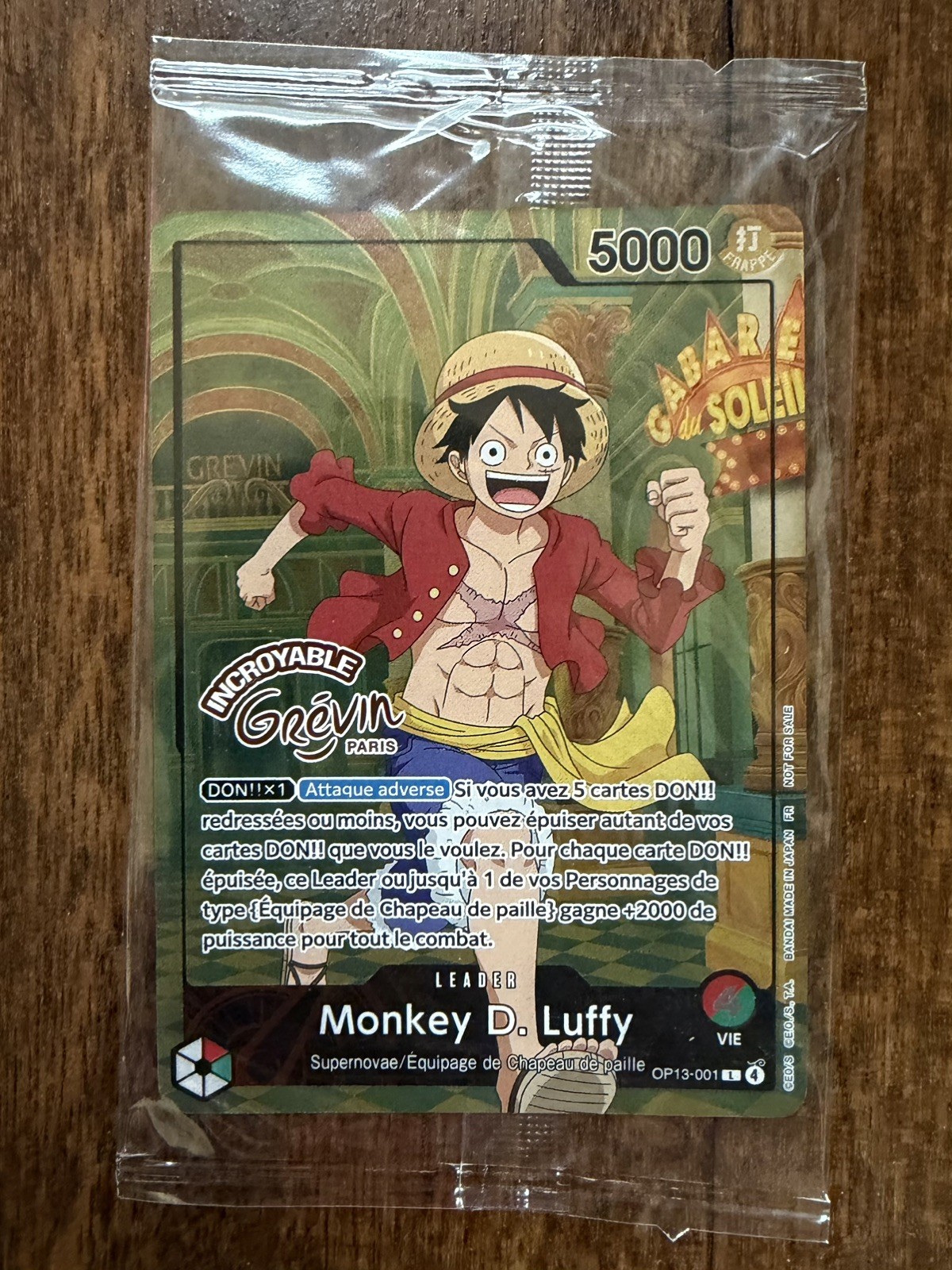 IN HAND One Piece TCG Card - Monkey D. Luffy OP13-001 - Grévin Paris Museum IN HAND One Piece TCG Card - Monkey D. Luffy OP13-001 - Grévin Paris Museum