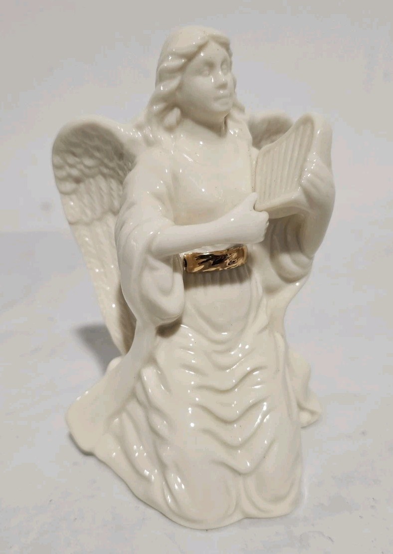 Lenox Fine Porcelain China Angel Playing Lyre (Harp) w/Gold Belt - Excellent