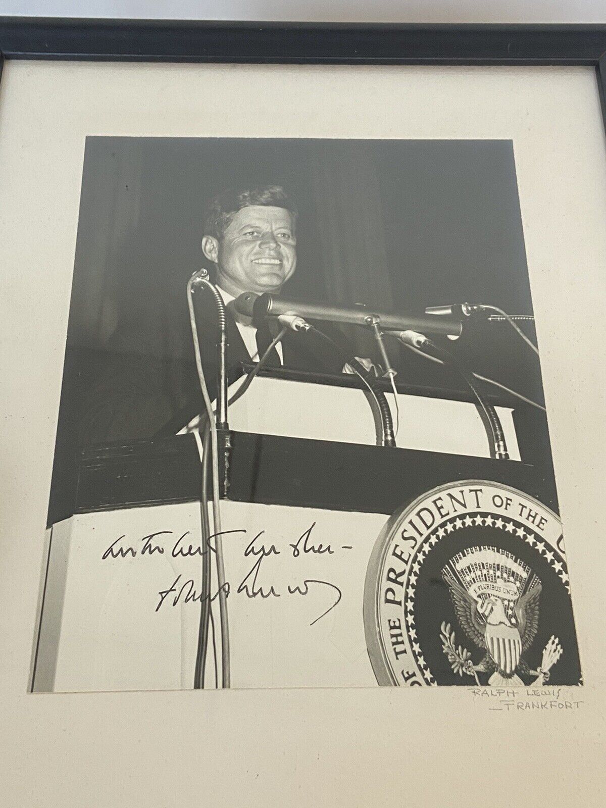 President John F. Kennedy Autographed Framed Photo Oct 13 1962 Silver Gelatin