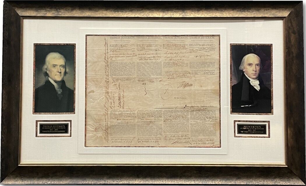 Thomas Jefferson James Madison Signed Financial Document Presidents PSA AN06829