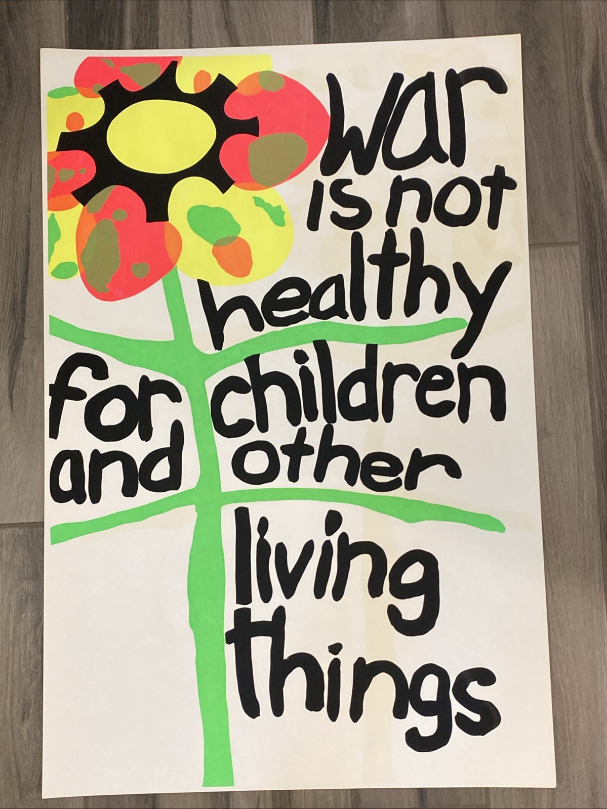 VTG Original Silk Screen Black Light War Is Not Healthy Anti-War Poster 35"x23" VTG Original Silk Screen Black Light War Is Not Healthy Anti-War Poster 35"x23"
