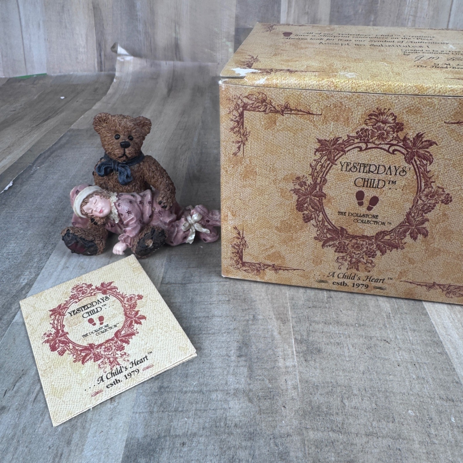 Vintage Boyds Bears Dollstone Collection Shelby Asleep in Teddys Arms 1998 #3527 Vintage Boyds Bears Dollstone Collection Shelby Asleep in Teddys Arms 1998 #3527