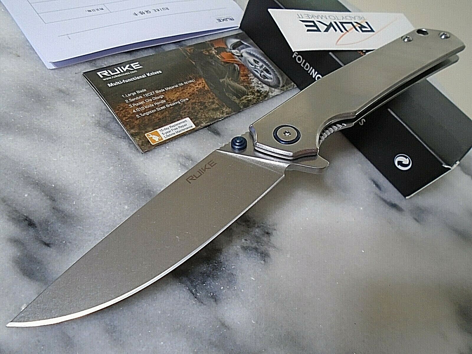 RUIKE Ball Bearing Open Pocket Knife Folder 14C28N Blade P801-SF 7.75" OA New RUIKE Ball Bearing Open Pocket Knife Folder 14C28N Blade P801-SF 7.75" OA New