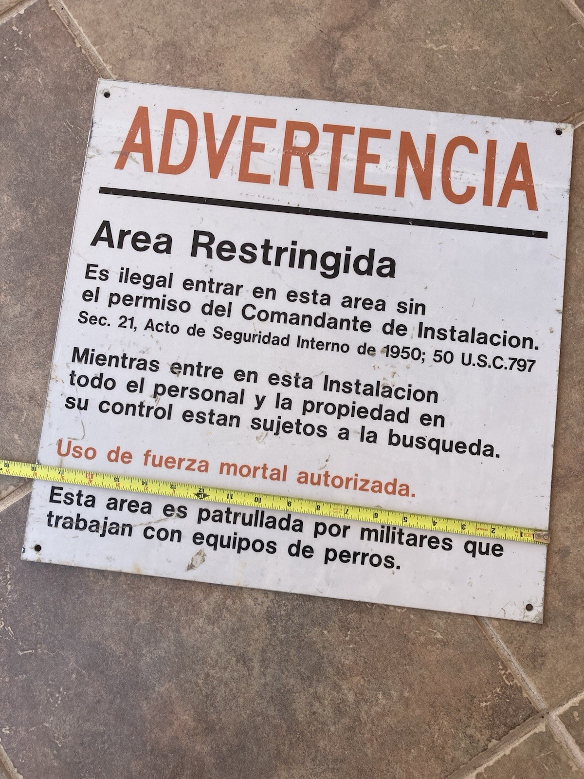 Genuine Spanish Militaria Restricted Area Warning Sign Military Restringida Genuine Spanish Militaria Restricted Area Warning Sign Military Restringida