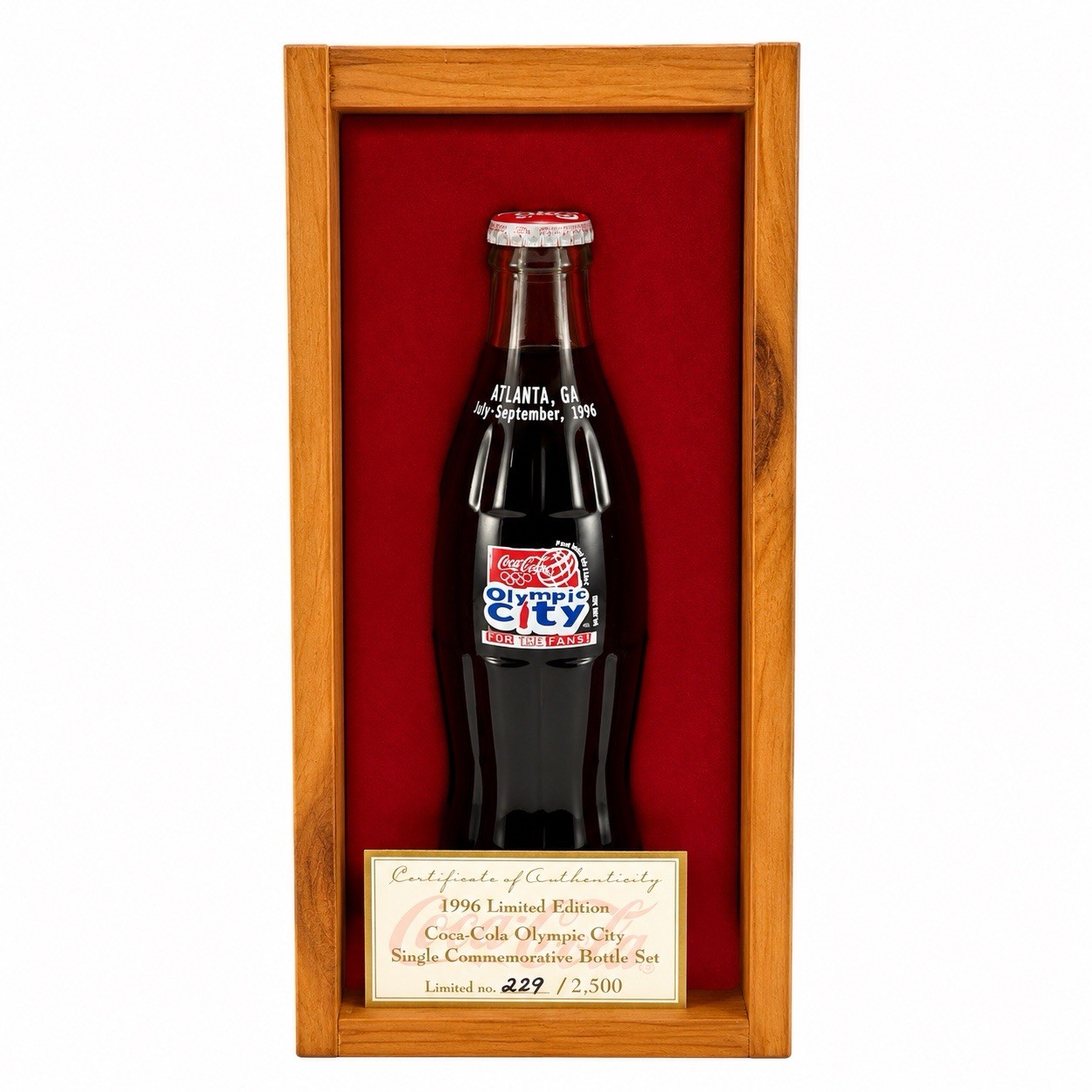 1996 Coca-Cola Olympic City Commemorative Bottle 299 Of 2,500 Limited Edition 1996 Coca-Cola Olympic City Commemorative Bottle 299 Of 2,500 Limited Edition