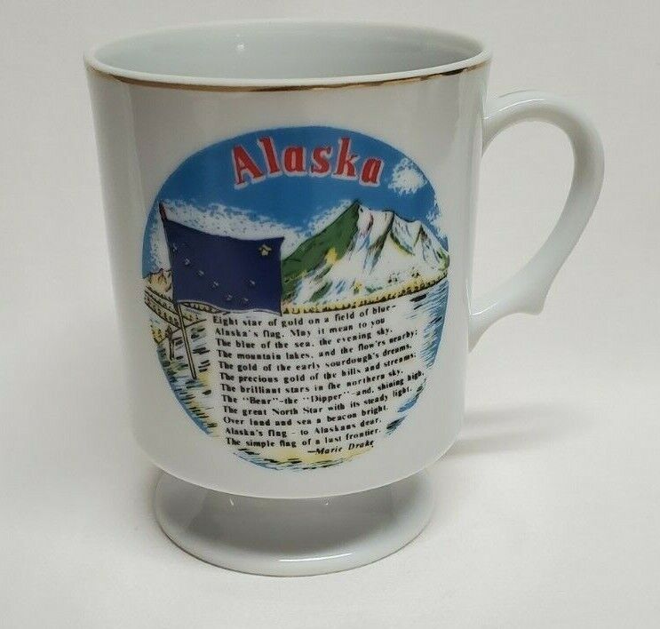 Alaska Footed Cup Souvenir State Coffee Mug State Flag Song Marie Drake