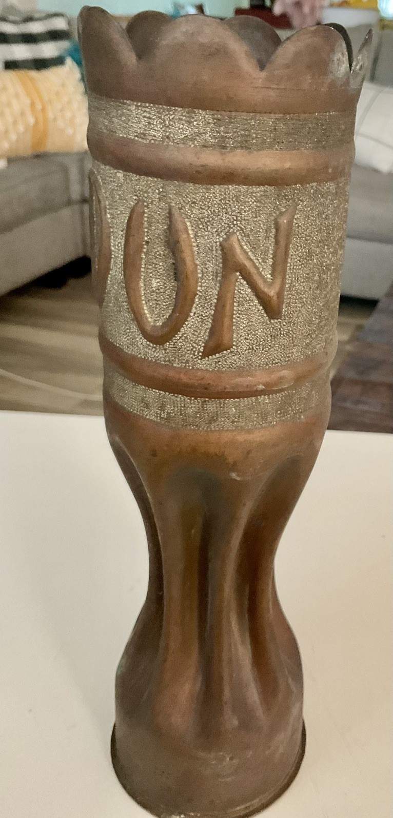 1916 WWI Trench Art 75mm Shell Vase from Battle of Verdun WORLD WAR I 1916 WWI Trench Art 75mm Shell Vase from Battle of Verdun WORLD WAR I