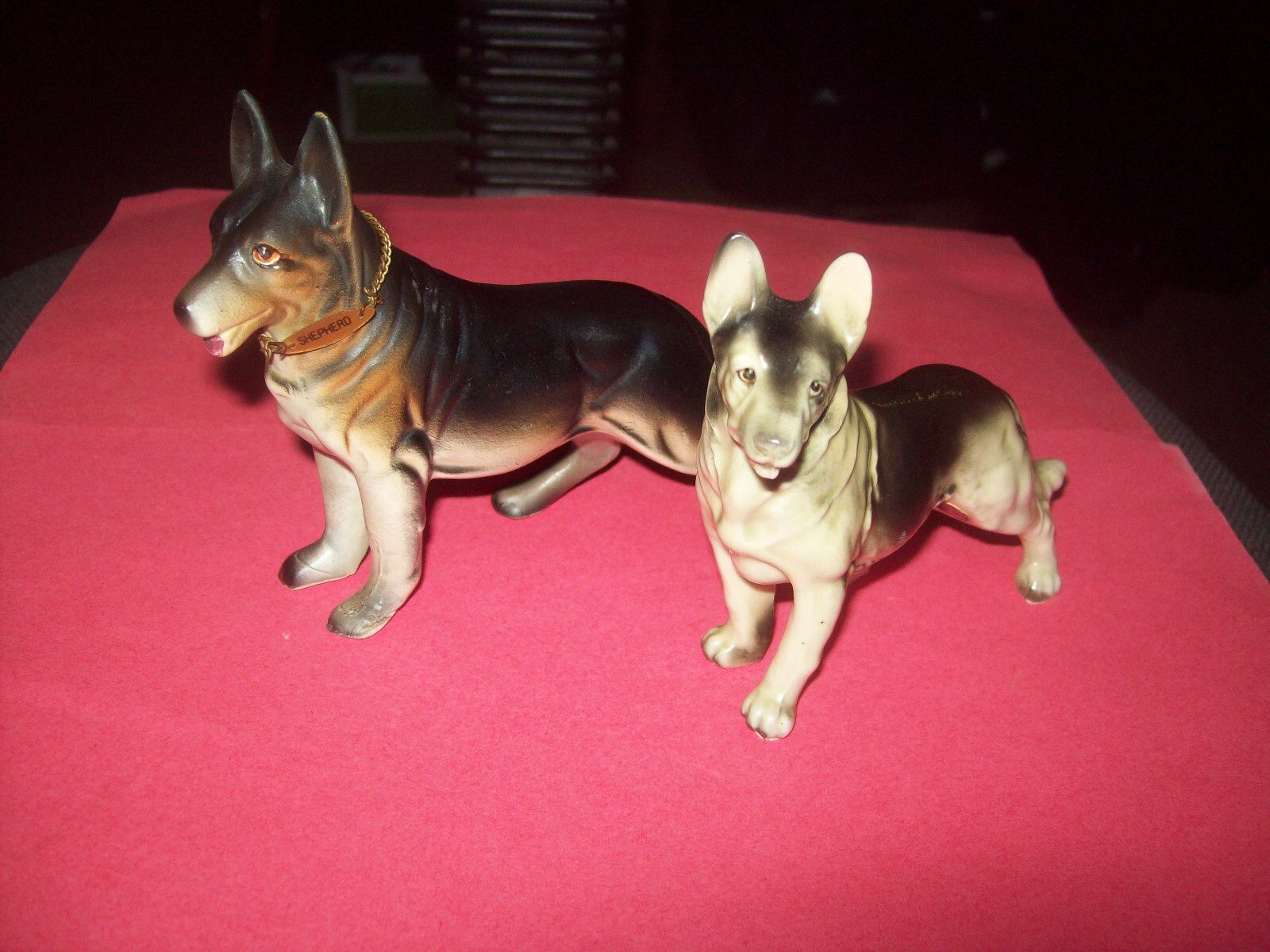 LOT OF TWO GERMAN SHEPHERD DOGS MALE& FEMALE CERAMIC FIGURINES