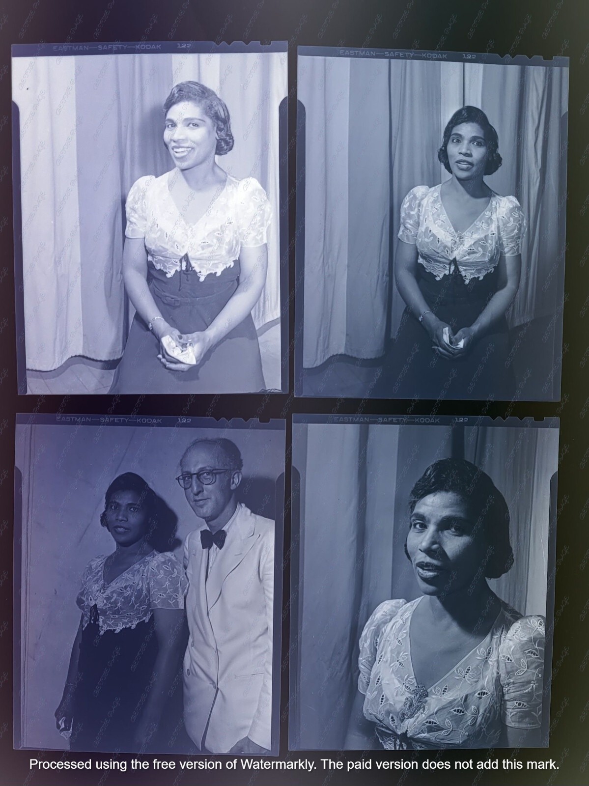 4 1944 MARIAN ANDERSON AT LEWISOHN Skippy Adelman Old Photo Negative Lot scarce