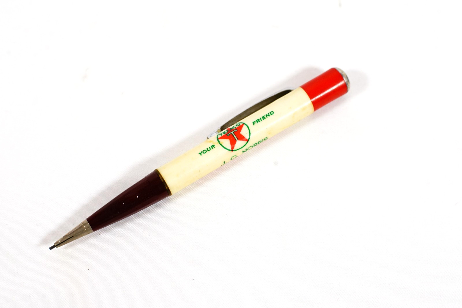 TEXACO Oil JO Norris Falfurrias Texas Advertising Mechanical Pencil TEXACO Oil JO Norris Falfurrias Texas Advertising Mechanical Pencil