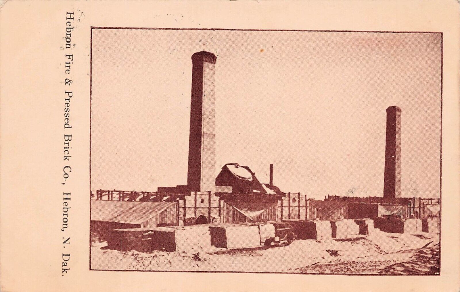 Hebron ND North Dakota Fire Pressed Brick Company Plant c1905 Vtg Postcard C13