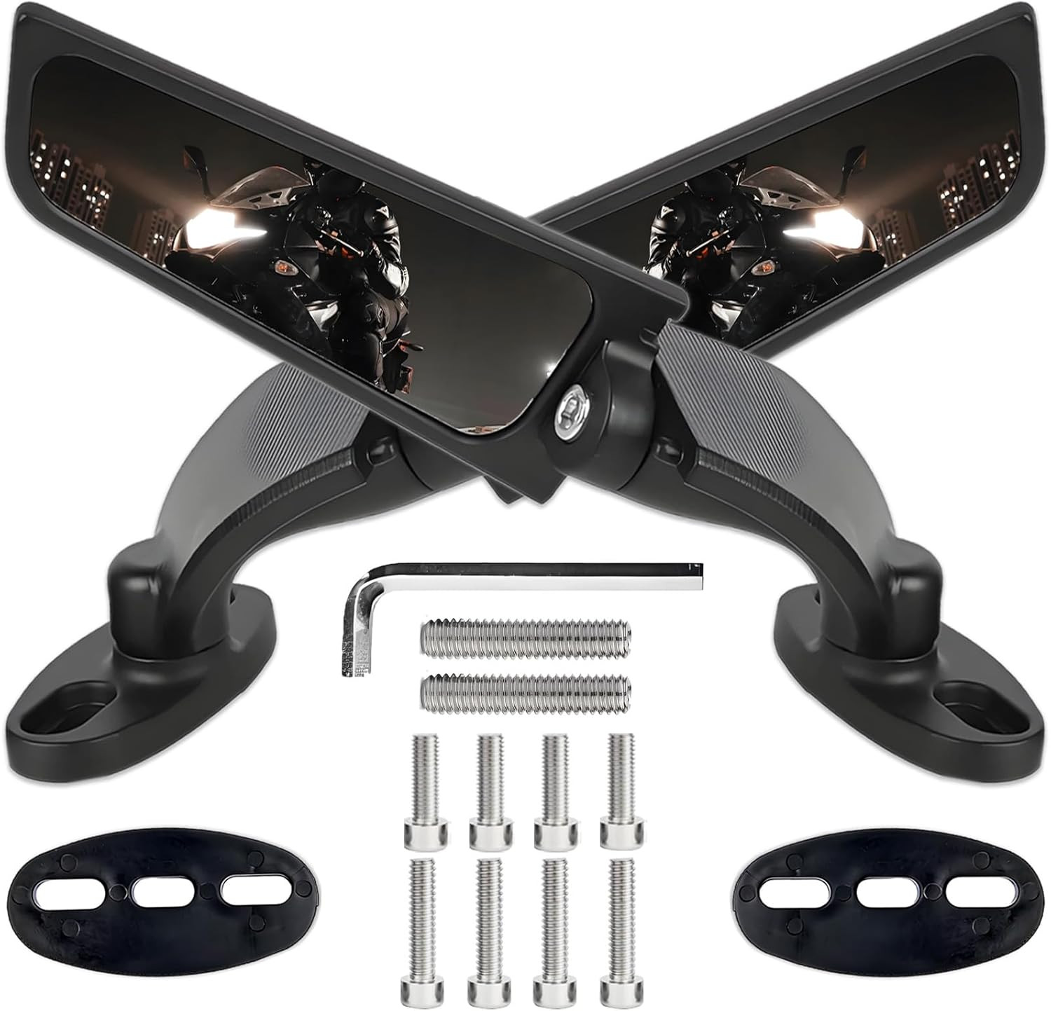 Large Size Motorcycle Mirrors, Stealth Mirror Side Mirrors, Wind Wing Rear View