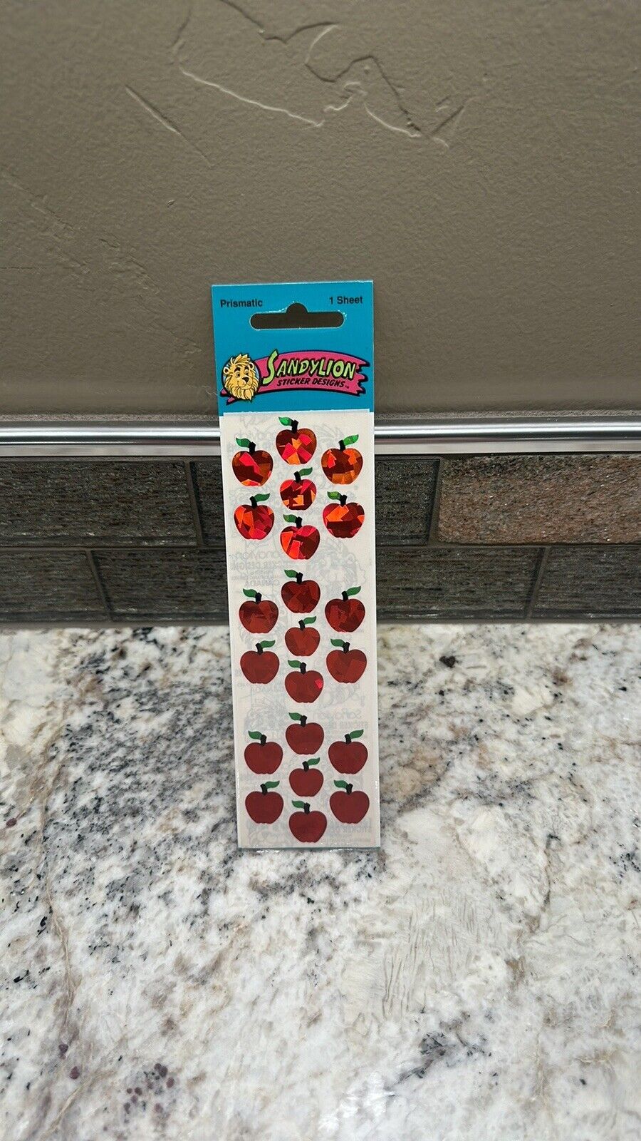 Vintage SandyLion Prismatic Red Apples Fruit Stickers Sealed