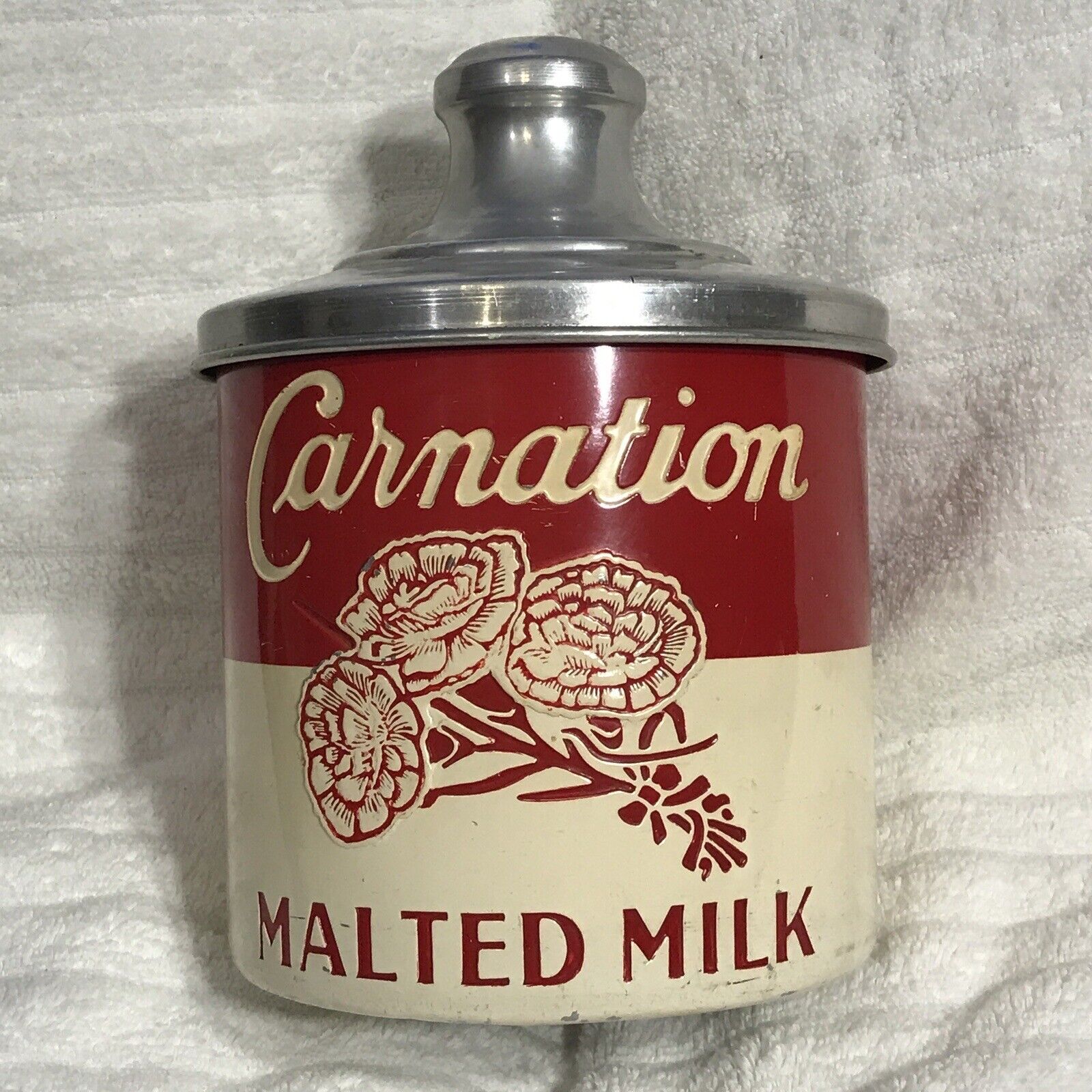 Vintage Carnation Malted Milk Cannister. Circa 1940