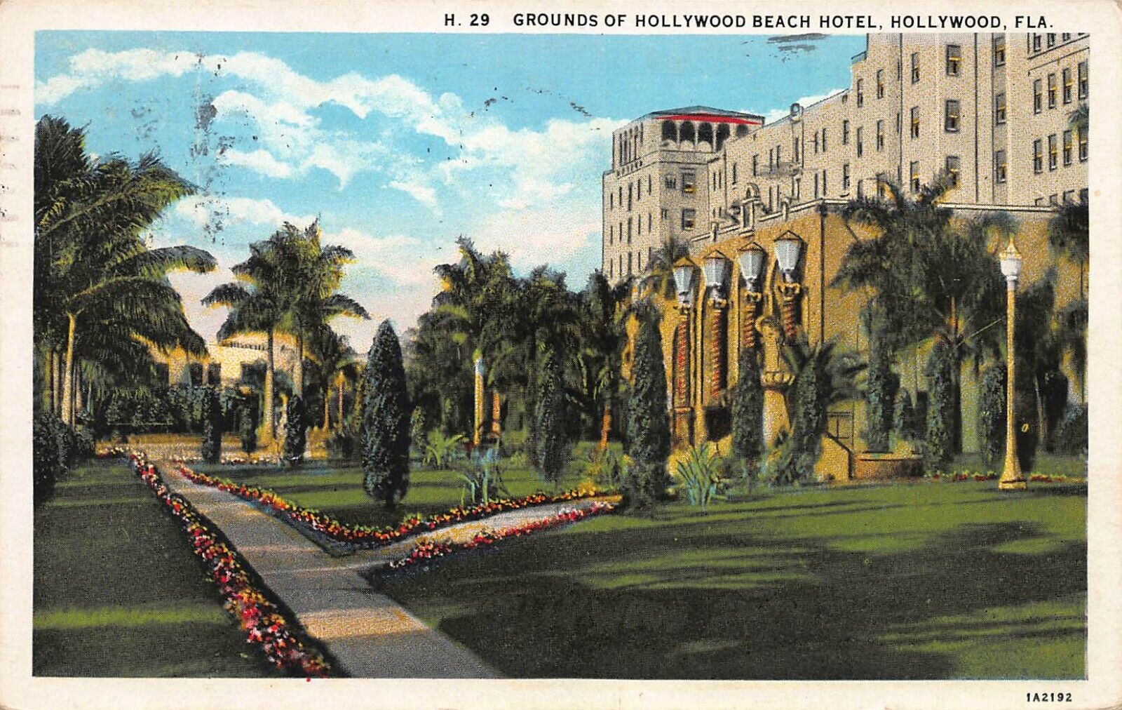 Grounds of Hollywood Beach Hotel, Hollywood, Florida, 1933 Postcard, Used 