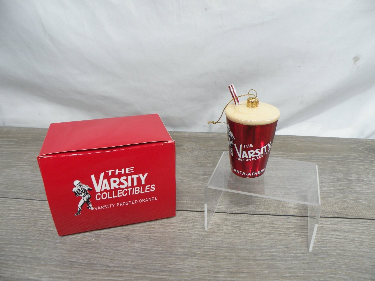 The Varsity Collectibles Frosted Orange Cup Glass Christmas Ornament w/ Box The Varsity Collectibles Frosted Orange Cup Glass Christmas Ornament w/ Box