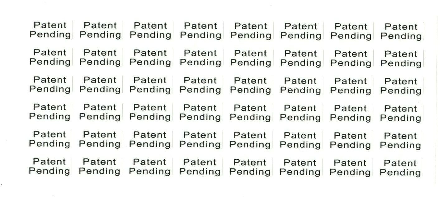 Patent Pending Stickers | White | size 1" x .5" | quantity: 48 decals per sheet