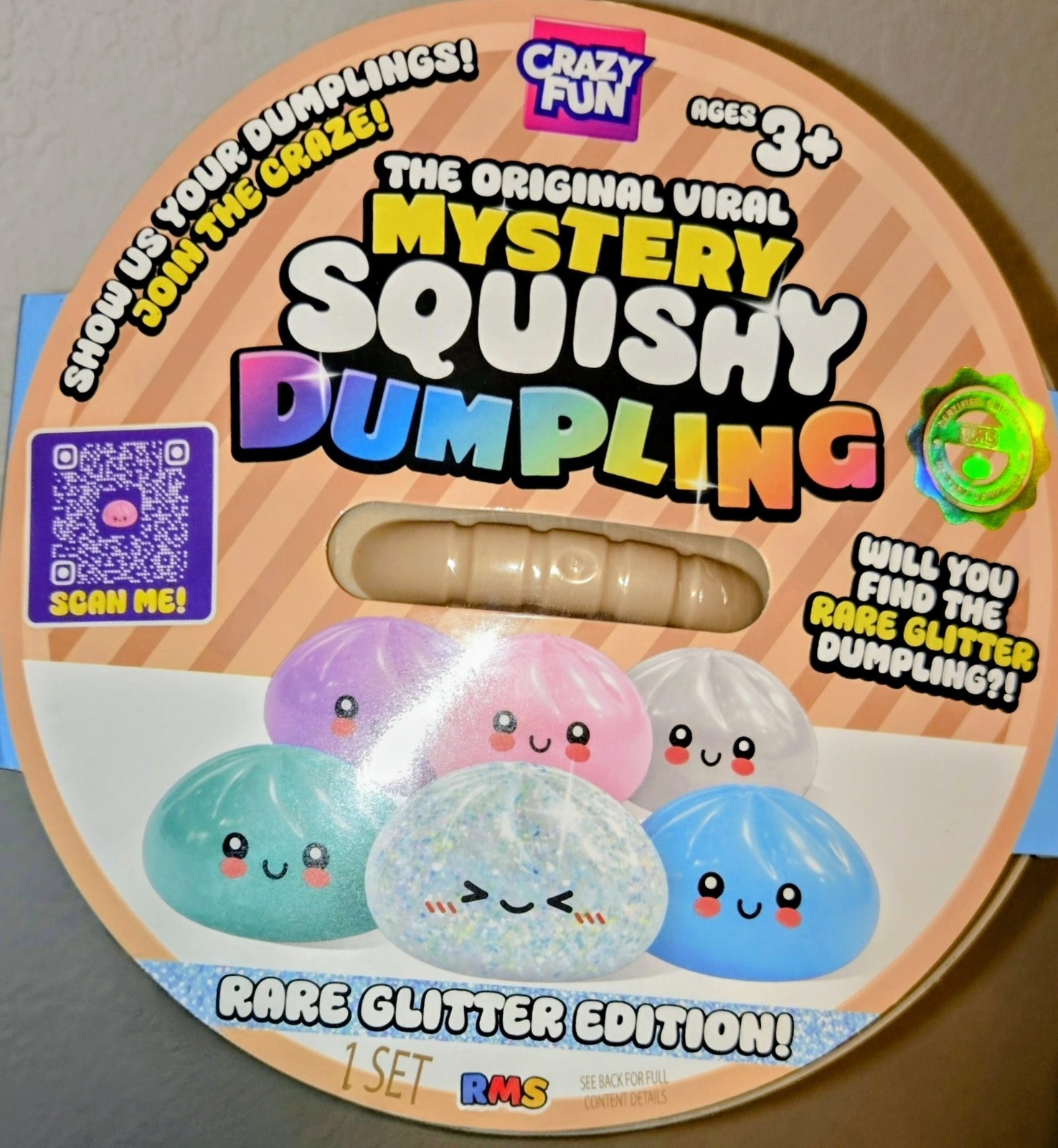 Authentic Rms® Crazy Fun™ 7" Bao Bun Mystery Squishy Dumpling Rare Glitter Authentic Rms® Crazy Fun™ 7" Bao Bun Mystery Squishy Dumpling Rare Glitter