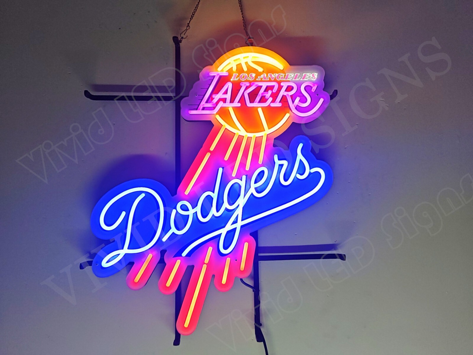 LA Los Angeles Dodgers Lakers 24"x20" Vivid LED Neon Sign Light Lamp With Dimmer LA Los Angeles Dodgers Lakers 24"x20" Vivid LED Neon Sign Light Lamp With Dimmer