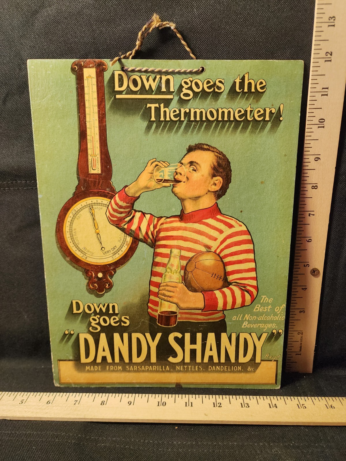 Vintage Original Dandy Shandy Non-Alcoholic Beverage Display Retail Sign Used