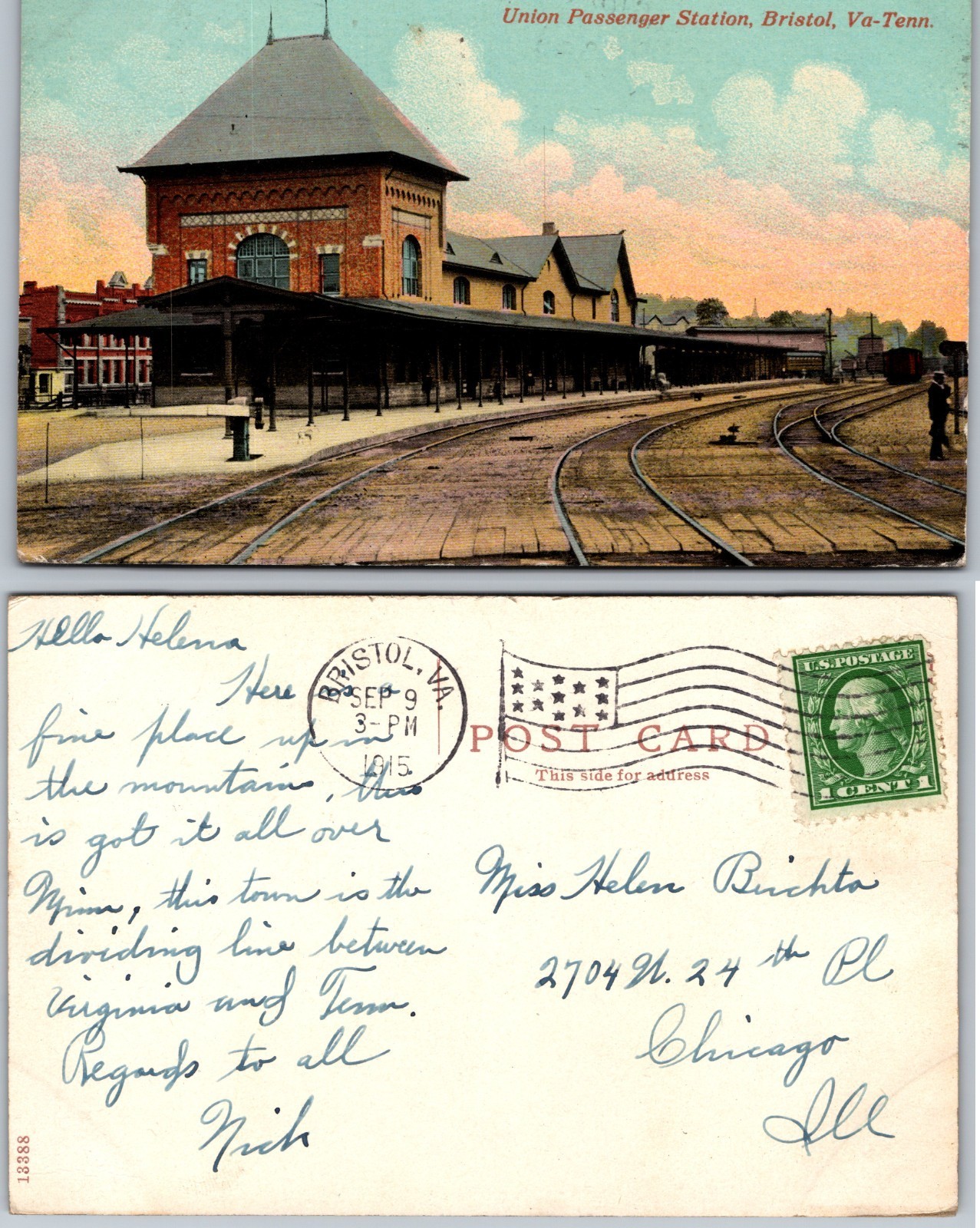 Union Passenger Station Bristol VA Tenn Rail Postcard