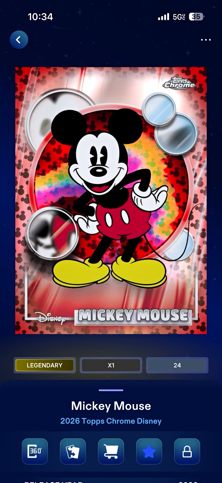 Topps 2026 Chrome Disney Mickey Mouse red and black /28 Digital Topps 2026 Chrome Disney Mickey Mouse red and black /28 Digital