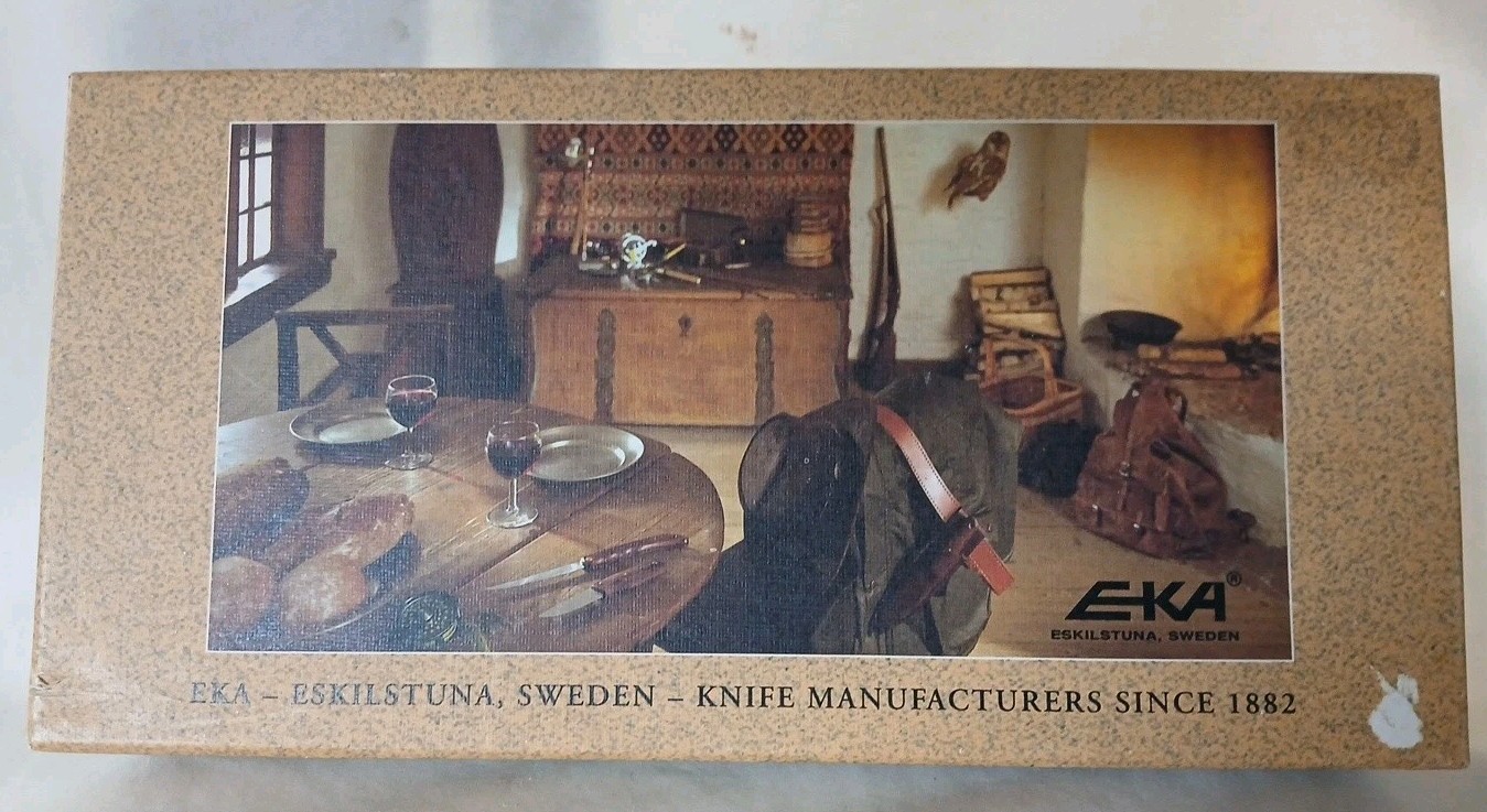 Vintage EKA Swedish RARE Knives & Forks Set Wood Handles UNUSED in original Box Vintage EKA Swedish RARE Knives & Forks Set Wood Handles UNUSED in original Box