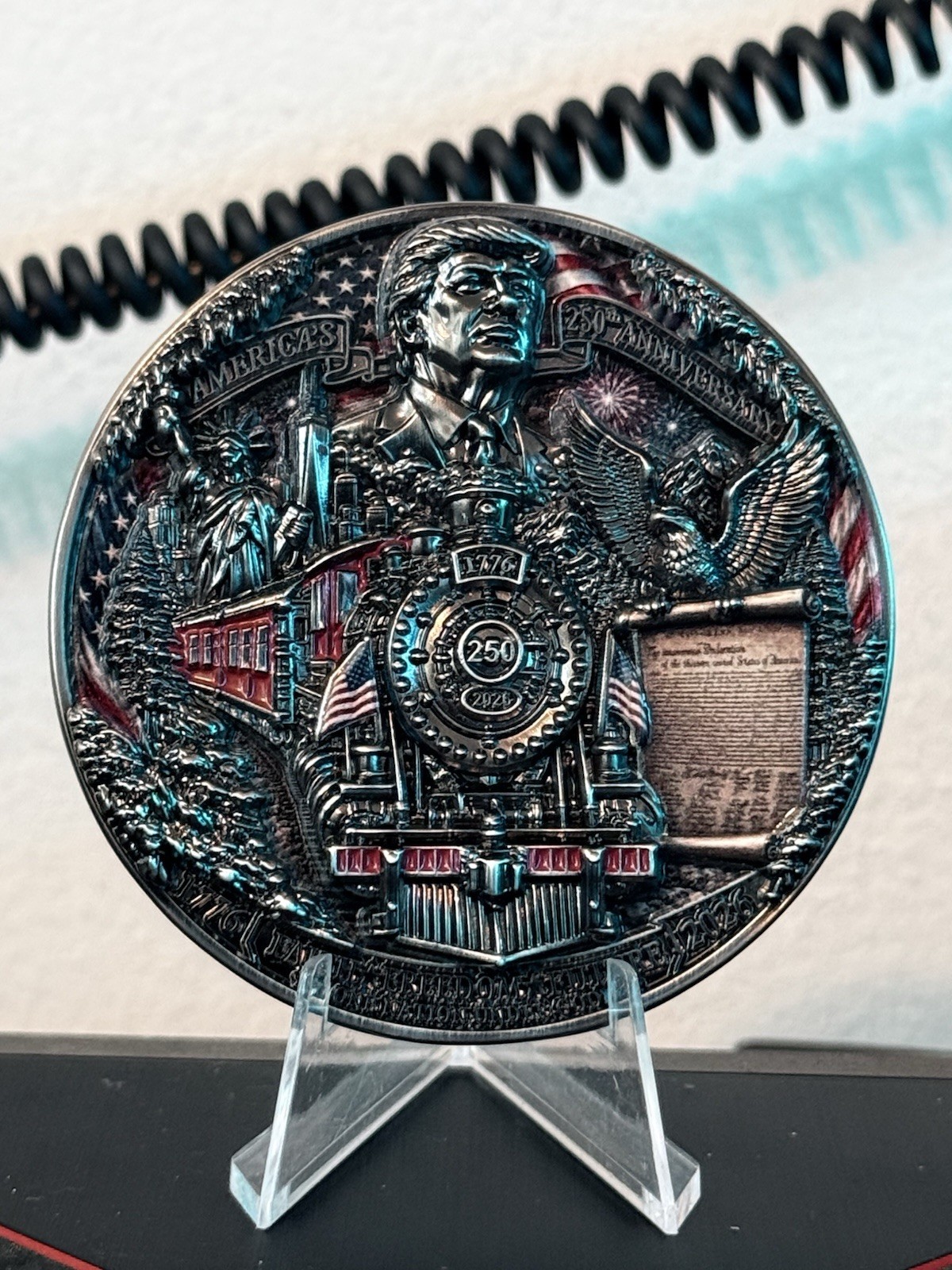 Trump 250th Anniversary Of Freedom Veterans Challenge Coins. 3” Heavy