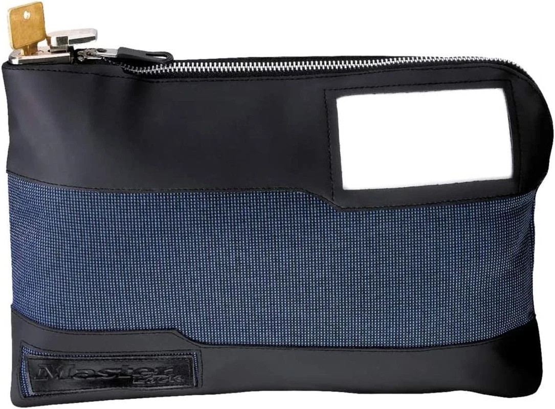 Money Bag with Key Lock and Zipper for Cash, 11-1/2 in. Long Locking Portable Tr Money Bag with Key Lock and Zipper for Cash, 11-1/2 in. Long Locking Portable Tr