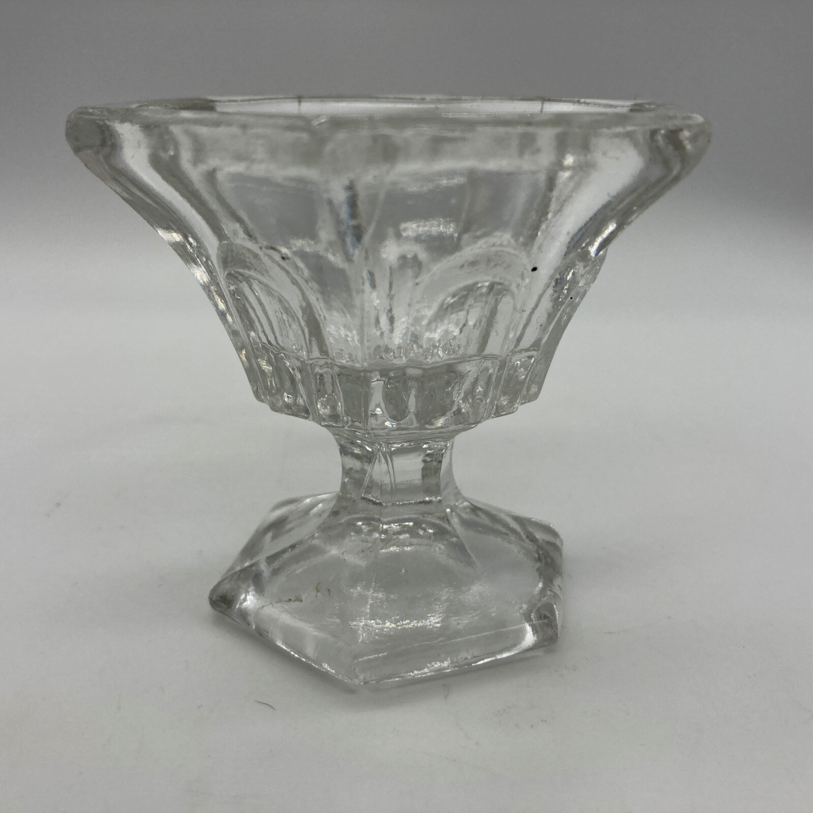 EAPG Flint Glass Pedestal Master Salt Pressed Loop Clear Glass Antique
