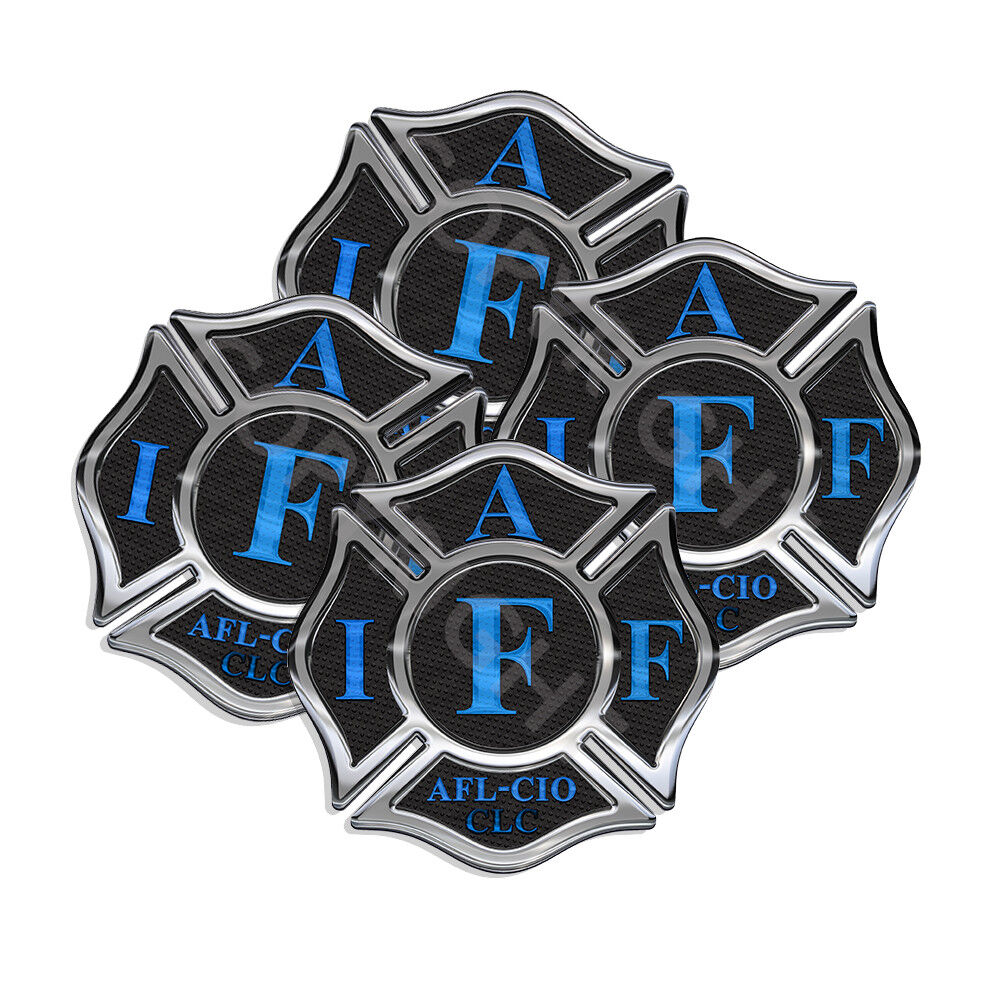 IAFF Sticker Decals 4 pack Firefighter Int\'l Maltese Cross Black Blue 3\