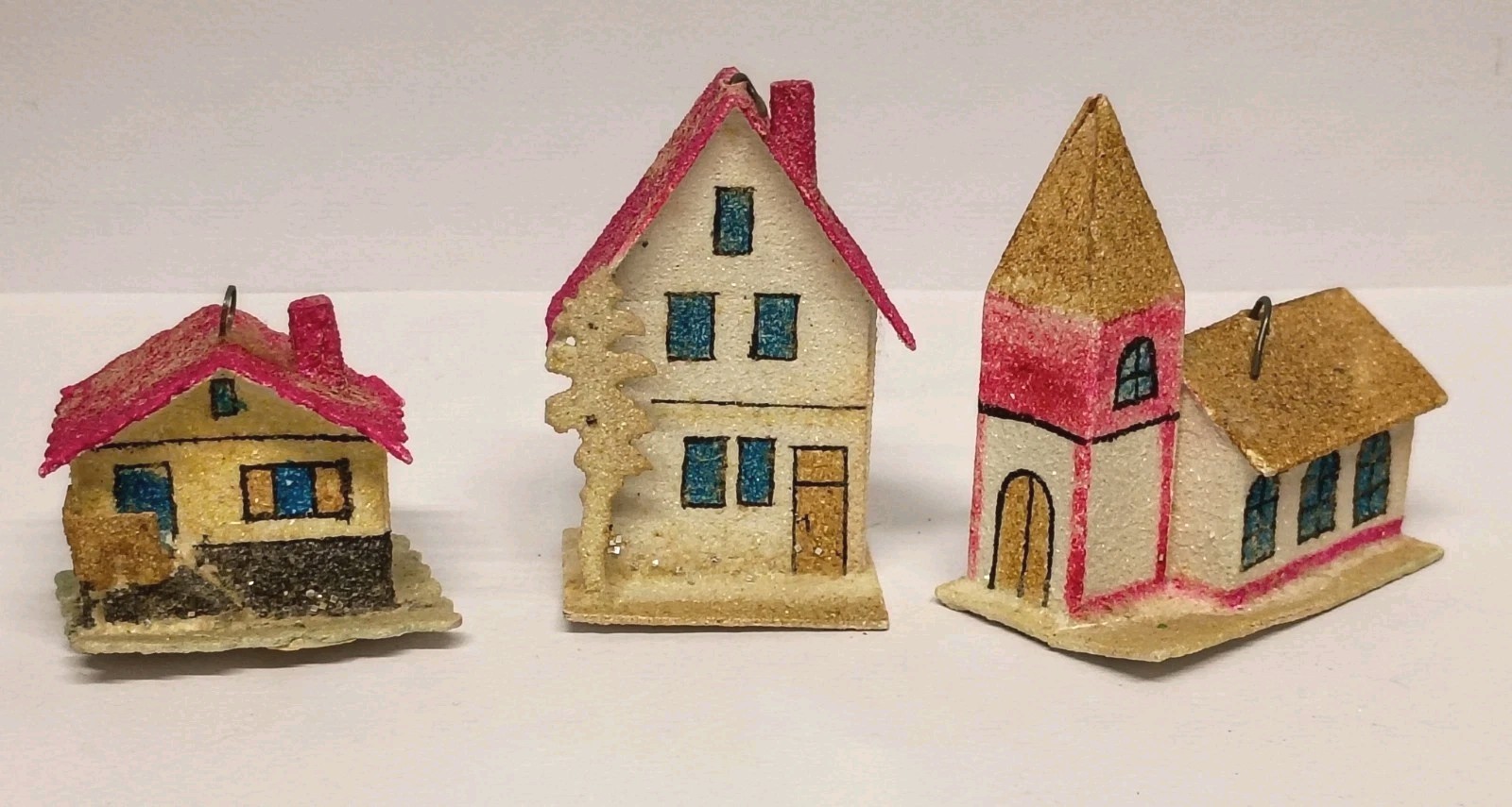 Three Vintage Czech Christmas Putz Village Houses & Church Three Vintage Czech Christmas Putz Village Houses & Church