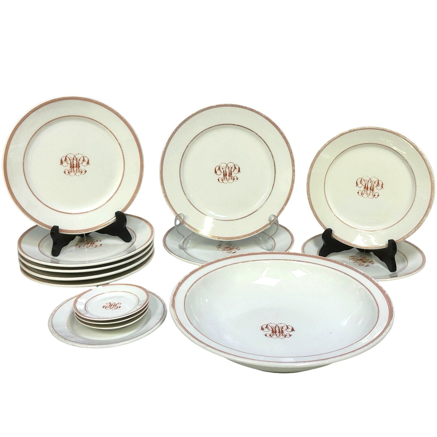 Antique C H Pillivuyt & Co Paris Mid-Late 1800's Plates & Serving Bowl-14 Pieces Antique C H Pillivuyt & Co Paris Mid-Late 1800's Plates & Serving Bowl-14 Pieces