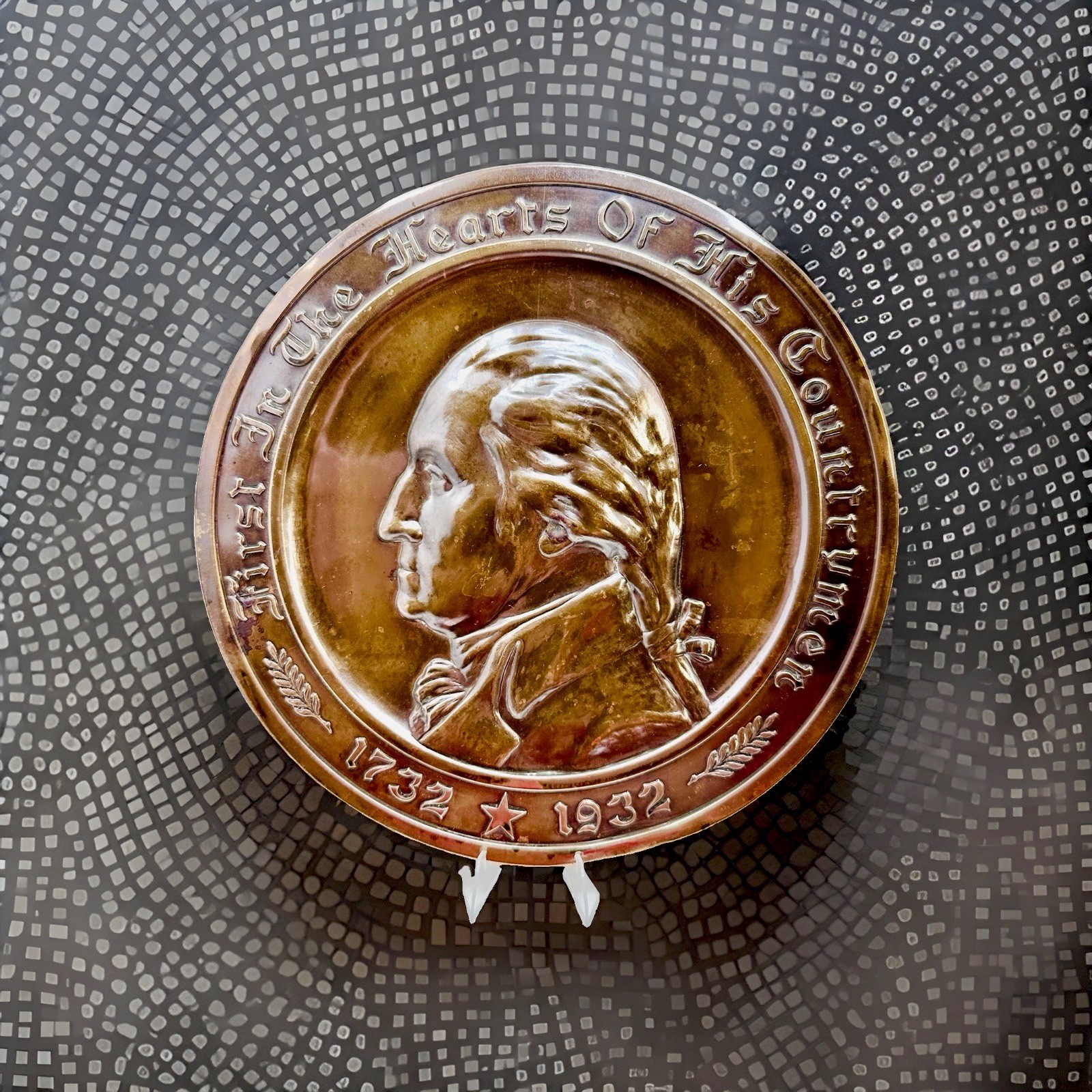 1732- 1932 George Washington 200th Birthday 8" Commemorative Gorham Brass Plaque 1732- 1932 George Washington 200th Birthday 8" Commemorative Gorham Brass Plaque