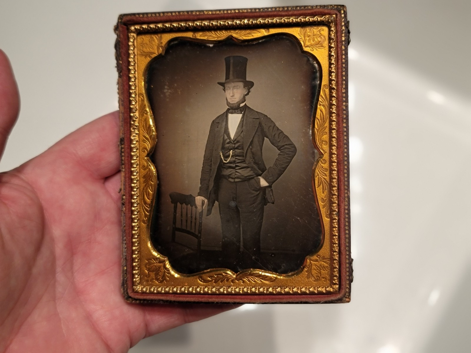 quarter plate daguerreotype of a dandy man with a top hat quarter plate daguerreotype of a dandy man with a top hat