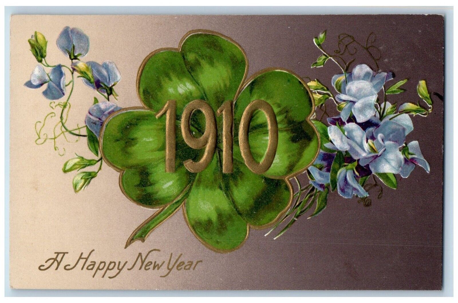 Thurston OR Postcard New Year Flowers Clover Winsch Back Embossed 1910 Antique