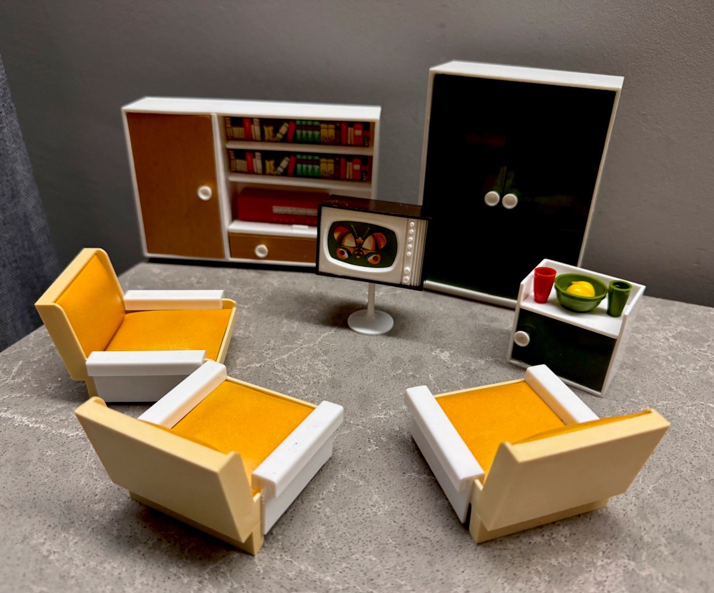 Vintage Set Of DDR Dollhouse Furniture Mid-century Space Age Kids Toy Decor Vintage Set Of DDR Dollhouse Furniture Mid-century Space Age Kids Toy Decor