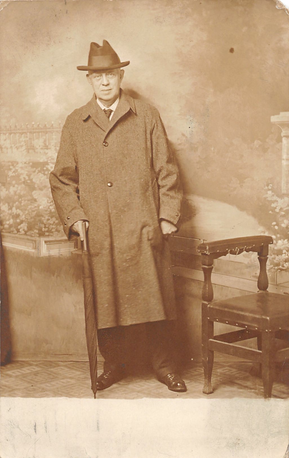 F78/ Akron Ohio RPPC Postcard 1916 Man with Umbrella Top Hat Coat F78/ Akron Ohio RPPC Postcard 1916 Man with Umbrella Top Hat Coat