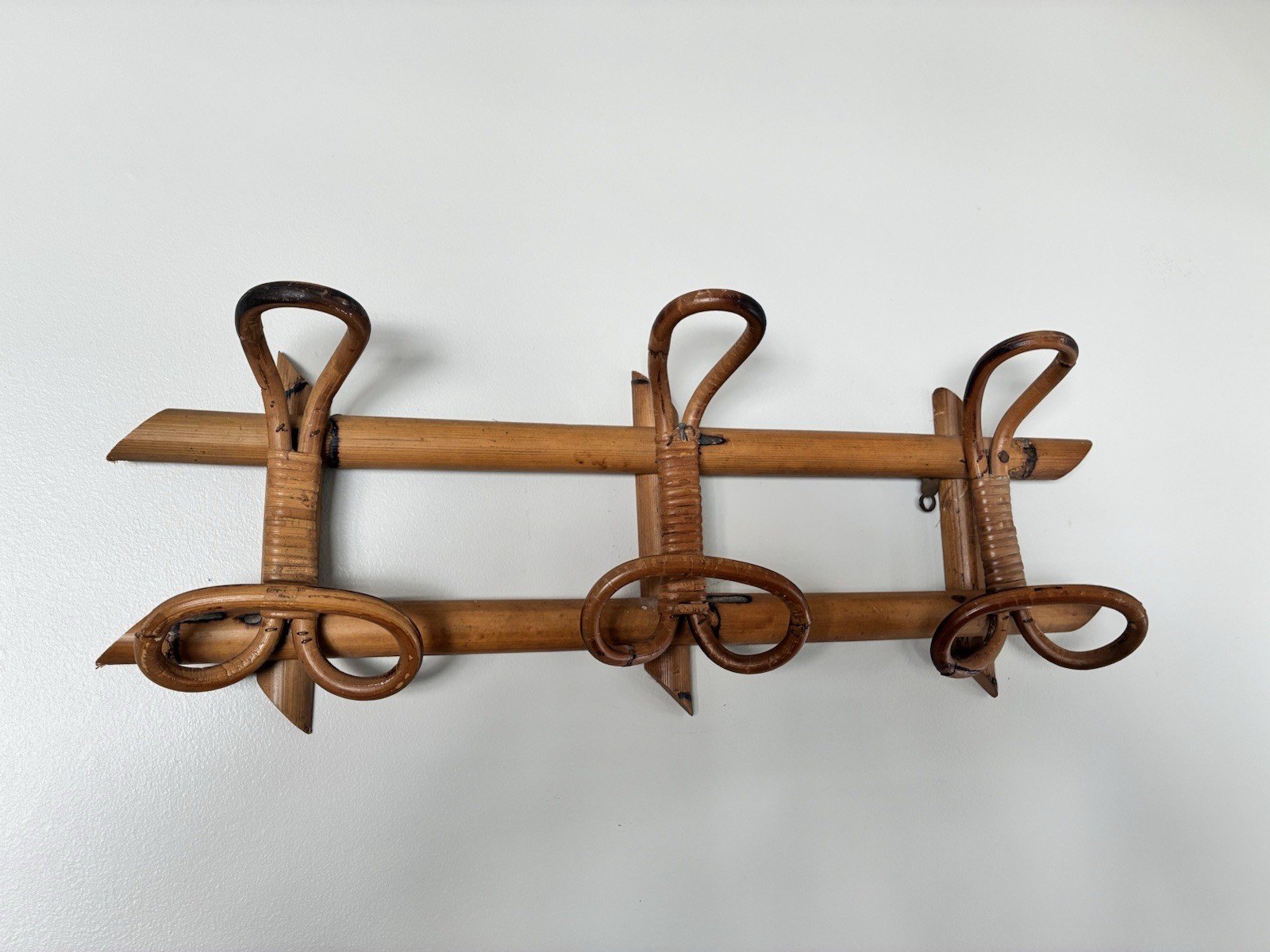 VTG Rattan & Bamboo 1960's coat rack Italian Rosenthal Netter VTG Rattan & Bamboo 1960's coat rack Italian Rosenthal Netter