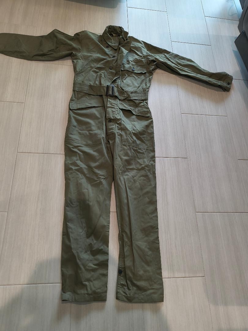 Vtg WWII 1943 US Army HBT One Piece Coveralls Jumpsuit 38R HD Lee Belted 13 Star
