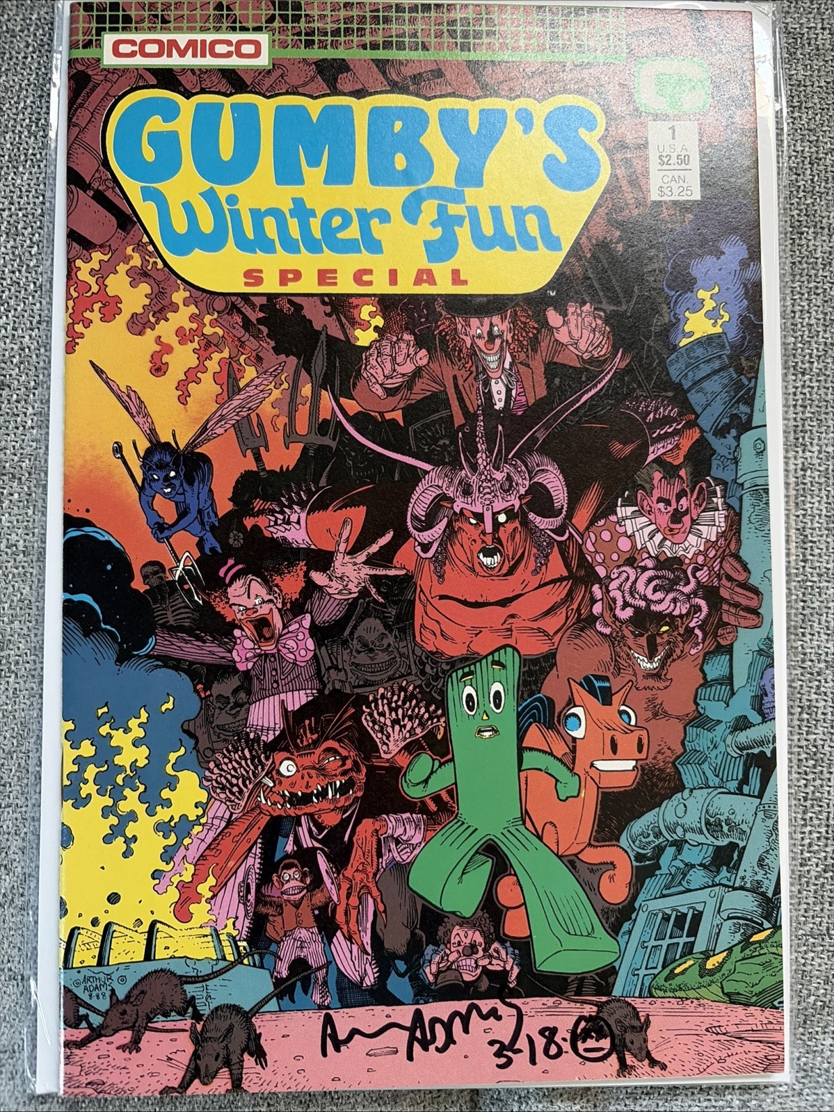 Gumby's Winter Fun Special #1 (Comico Dec 1988) Signed by Art Adams NO COA NM Gumby's Winter Fun Special #1 (Comico Dec 1988) Signed by Art Adams NO COA NM