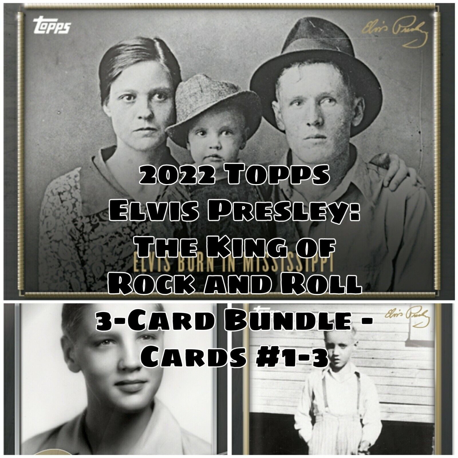 2022 Topps Elvis Presley: The King of Rock and Roll 3-Card Bundle #1-3 Pre Order
