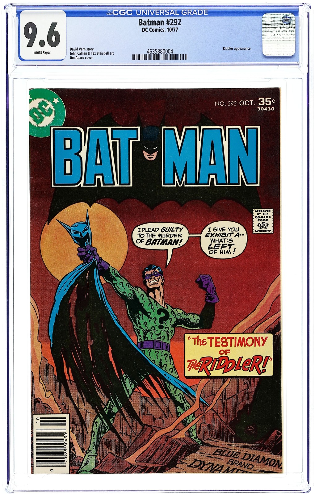 Batman #292 CGC 9.6 1977 4635880004 Batman #292 CGC 9.6 1977 4635880004