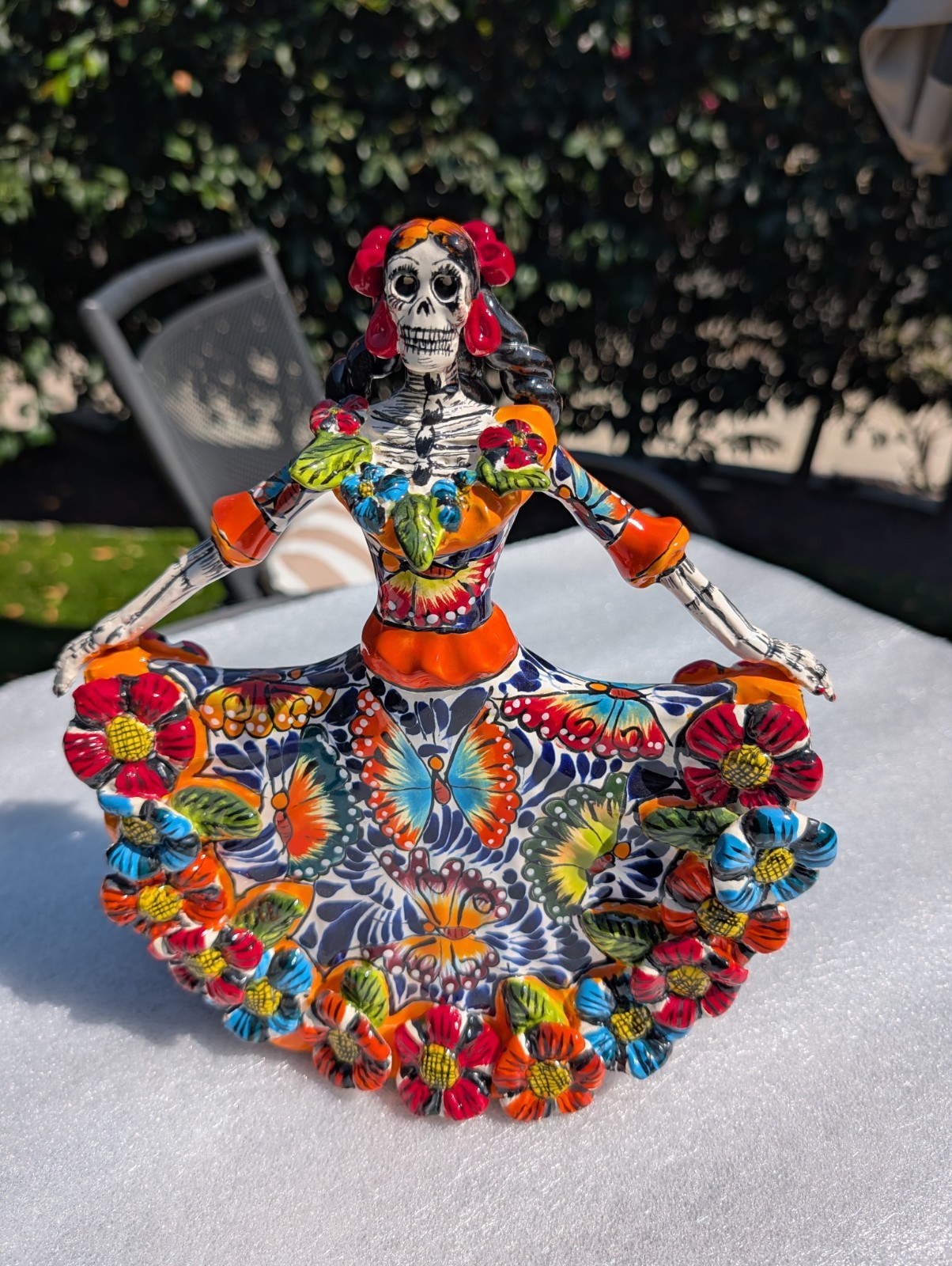 Talavera, Dancer, Day of Dead by Mexican Artist Gerardo Garcia, decor 11" tall Talavera, Dancer, Day of Dead by Mexican Artist Gerardo Garcia, decor 11" tall