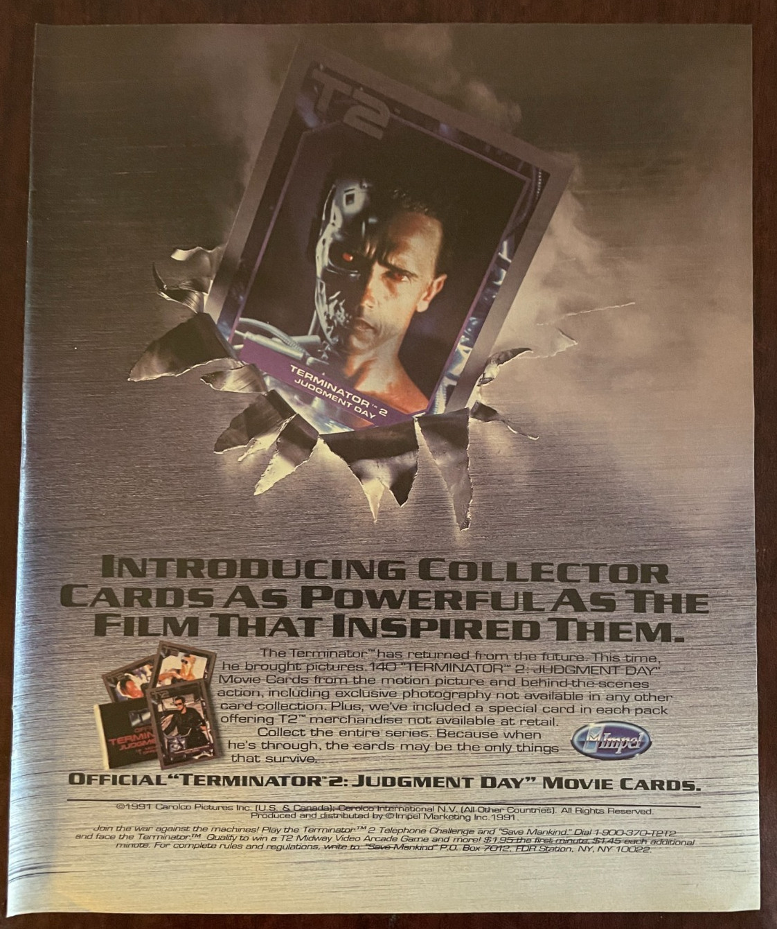 1991 Terminator 2 Judgment Day Trading Cards Vintage Print Ad 1991 Terminator 2 Judgment Day Trading Cards Vintage Print Ad