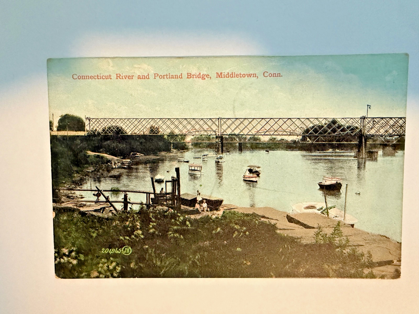 Connecticut River & Portland Bridge Middletown Conn Postcard Posted 1908